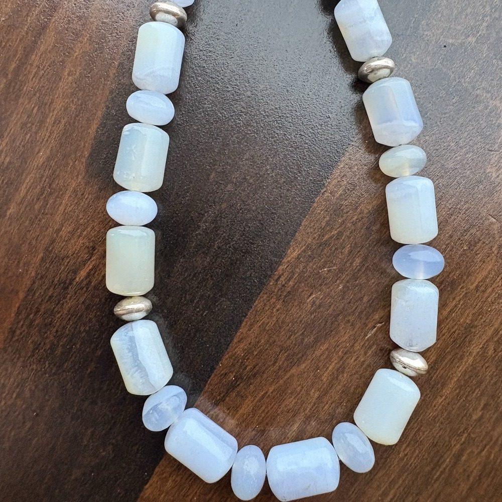 Jay King Blue Lace Agate Necklace Sterling Silver Clasp - Picture 2 of 12